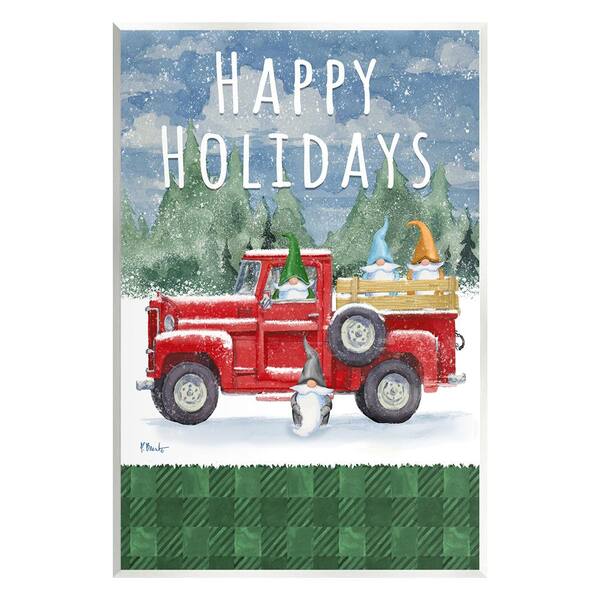 Stupell Industries Happy Holidays Truck by Paul Brent 1 Piece Unframed Graphic Print Travel Poster Art Print 15 in. x 10 in.