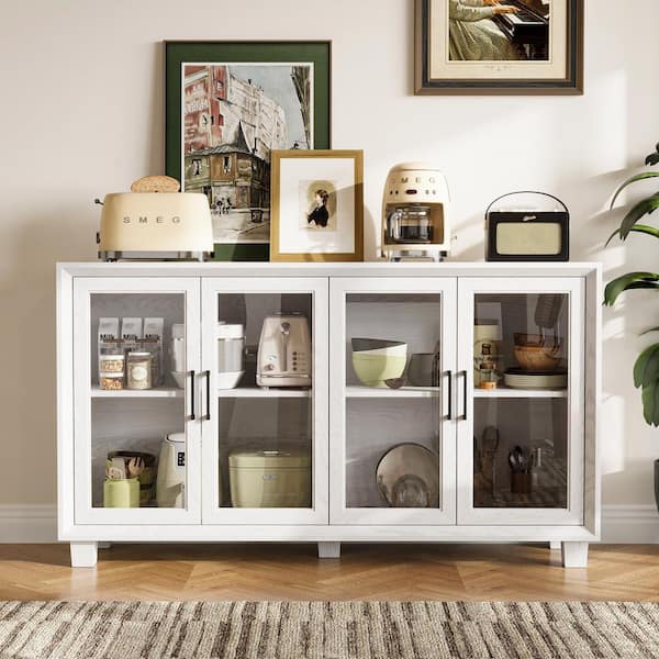 FUFU&GAGA Light Grain 34.3 in. Accent Cabinet Office Storage