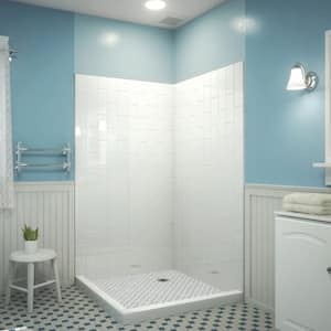 QWALL-VS 41.5 in. W x 76 in. H x 41.5 in. D 2-Piece Glue-Up Acrylic Corner Shower Backwalls in White