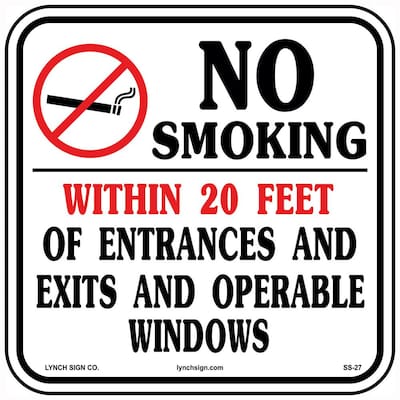 12 in. x 12 in. No Smoking Sign Printed on More Durable, Thicker, Longer Lasting Styrene Plastic