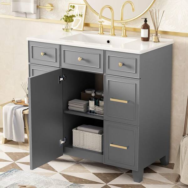 EPOWP 36 in. W x 18 in. D x 34 in. H Freestanding Bath Vanity in