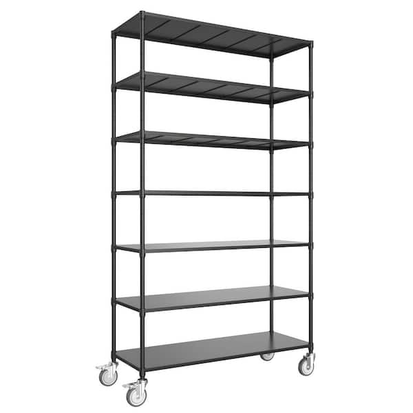 Tileon 7-Tier Standing Shelf Units, 2800 lbs. NSF Height Adjustable Metal Garage Storage Shelves in Black