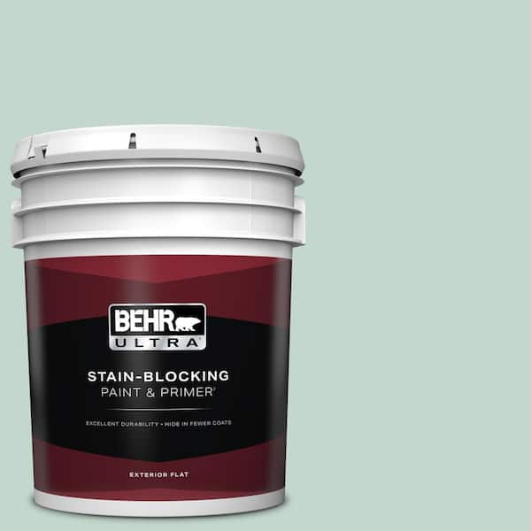 BEHR ULTRA 5 gal. #470E-3 Aqua Smoke Flat Exterior Paint & Primer