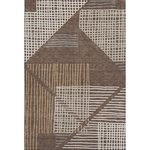 Mayfield Premium Machine Washable Abstract AMF2270 Brown 9 ft. x 12 ft. Area Rug