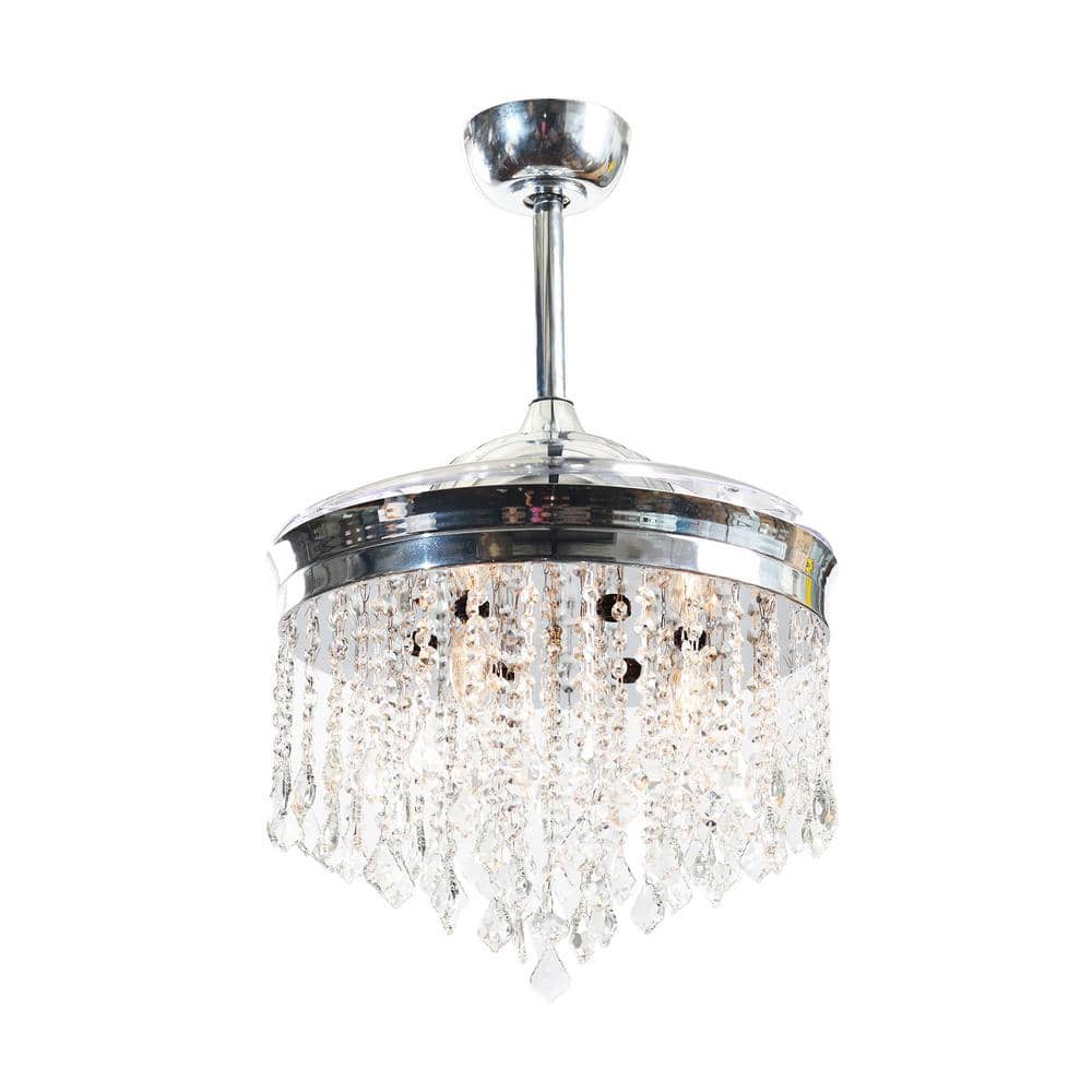 Mateo 42" Chrome Retractable Ceiling Fan Chandelier with Remote