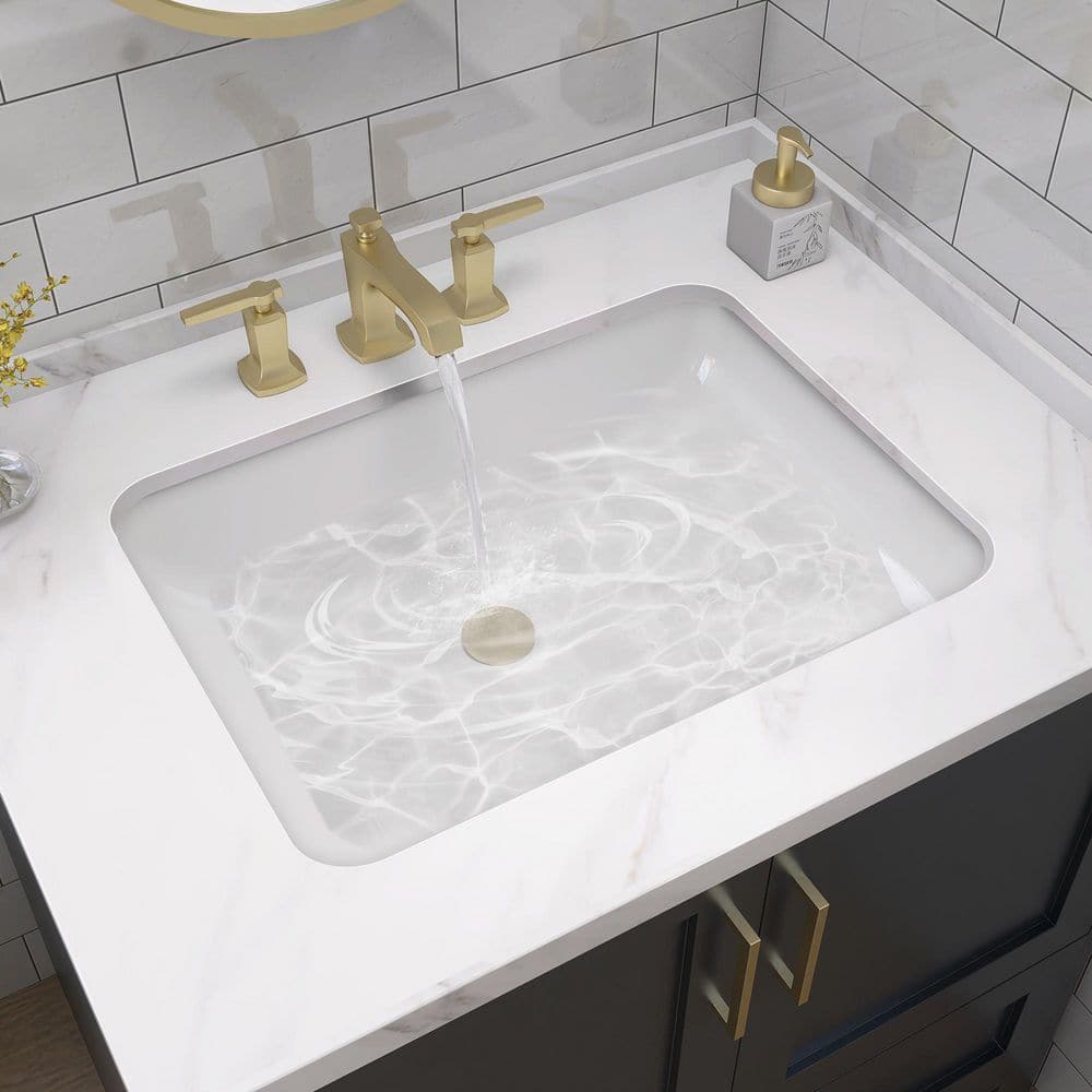 Zeafive 18 in. L Rectangular Bathroom Sink in White Ceramic