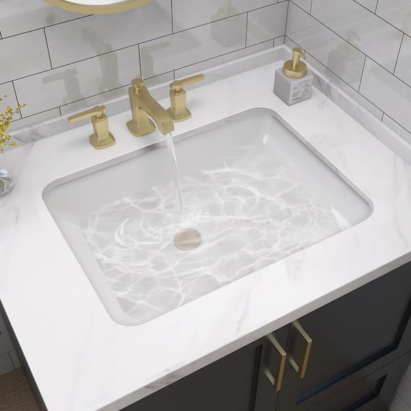 18 in. L Rectangular Bathroom Sink in White Ceramic Undermount Vessel Sink with Overflow Undercounter Single Basin