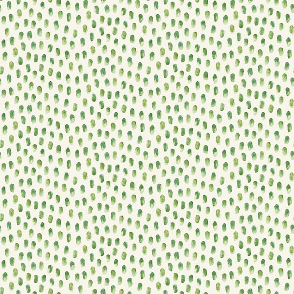 Chesapeake Sand Drips Green Painted Dots Matte Paper Pre-Pasted Wallpaper Sample