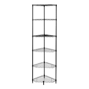 Steel 10 in. W x 72 in. H x 16 in. D 6-Tier Triangle Corner Wire Shelving, Black