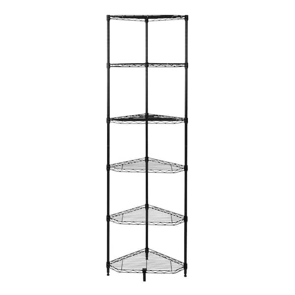 Unbranded Honey Can Do Steel 22 in. W x 72 in. H x 22 in.D 6-Tier Triangle Corner Space Saving Garage Storage Shelving Unit, Black