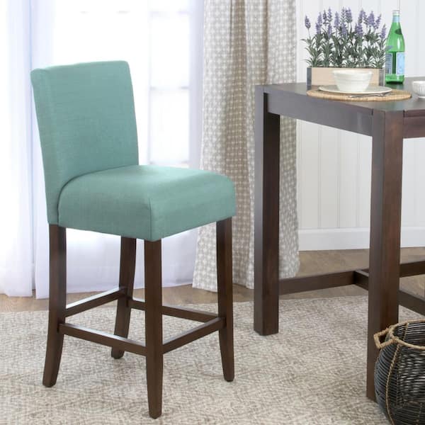 Homepop Upholstered 29 in. Aqua Textured Bar Stool