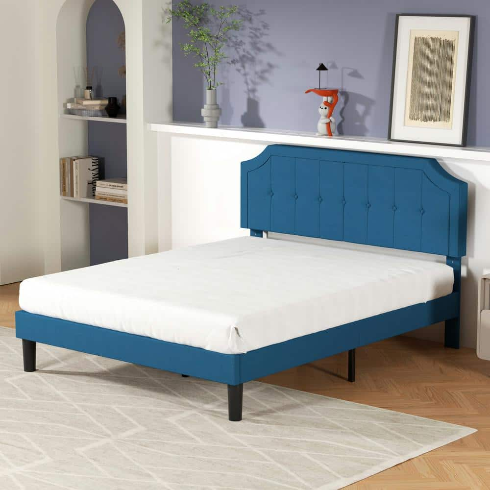 Reviews For VECELO Upholstered Bed Frame ，Blue Metal Frame Full Size ...