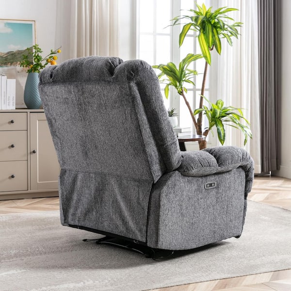 dreamlify Gray Electric Recliner Chair with USB Port, Overstuffed 