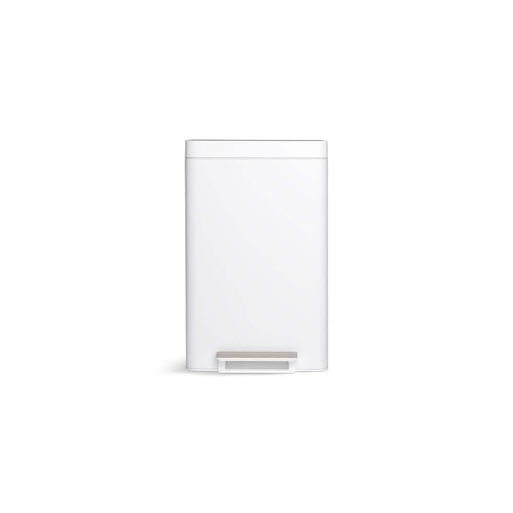 11 Gallon Stainless Steel and White Dual Compartment Trash Can