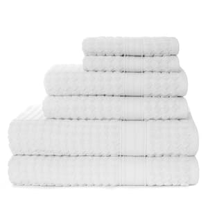 Diamond Cut 6-Piece White Textured Cotton Bath Towel Set