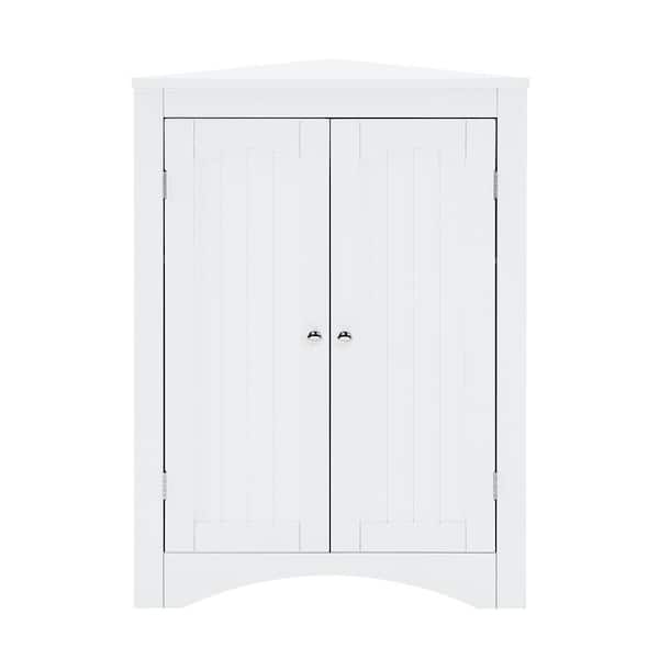 FUNKOL 24 in. x 12.2 in. x 32.3 in. in White MDF Floor-to-Ceiling Triangle Corner Cabinet Dining Sideboard