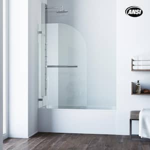 Orion 34 in. W x 58 in. H Pivot Frameless Tub Door in Chrome with 5/16 in. (8mm) Clear Glass