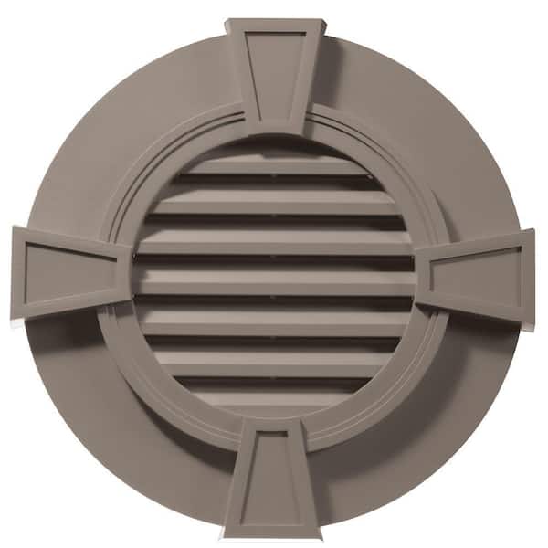 Builders Edge 30 in. x 30 in. Round Brown/Tan Plastic Built-in Screen Gable Louver Vent