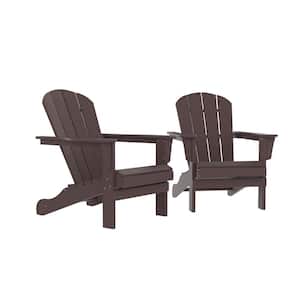 Brown HDPE Plastic Outdoor Patio Adirondack Chair (Set of 2)