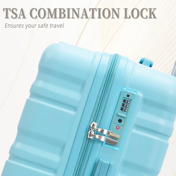 Tatahance 3-Piece Blue ABS Hardside Spinner Luggage Set with TSA