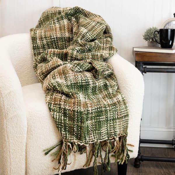 Heritage Woven Field Greens Acrylic Throw Blanket