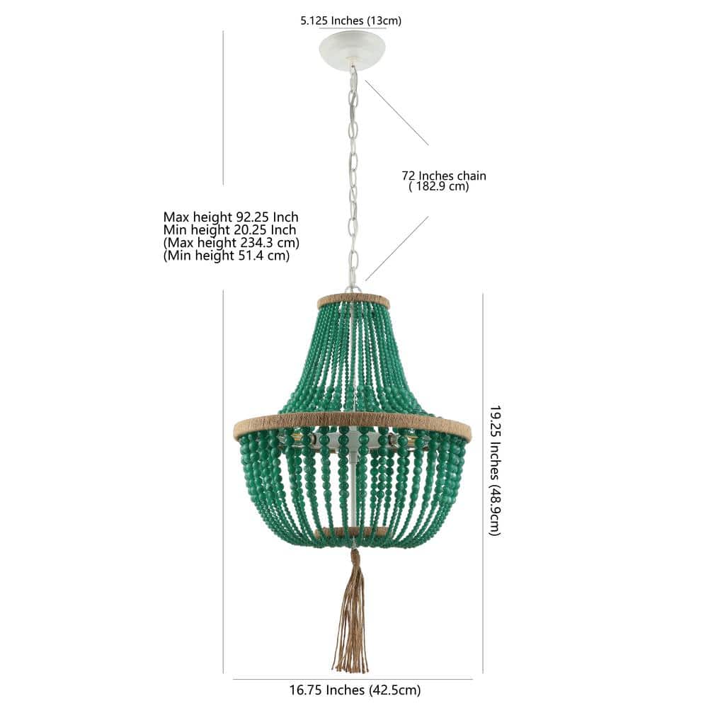 Contemporary Crystal White Beaded 21" Pendant Light