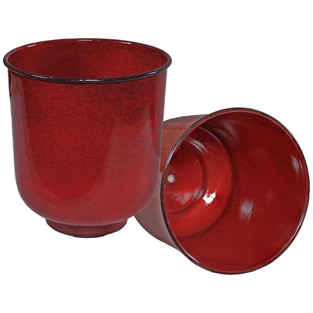 Vivian Ruby Glaze 11" Metal Indoor/Outdoor Planter Set