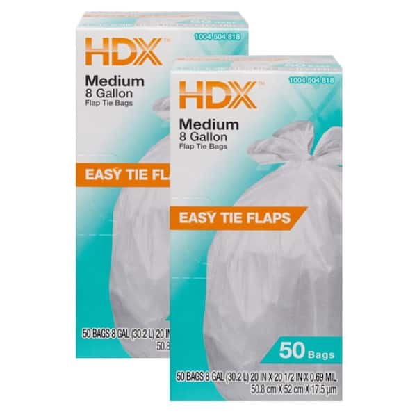 HDX 8 Gallon White Medium Trash Bag (100-Count)