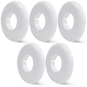 1-1/8 in. Floor and Ceiling Plate Cover Split Flange, PVC Escutcheon Plate, Universal Design, White (5-Pack)