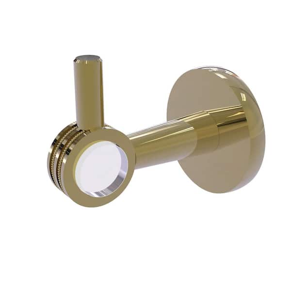 Allied Brass Clearview Collection J-Hook Robe/Towel Hook with Dotted Accents in Unlacquered Brass