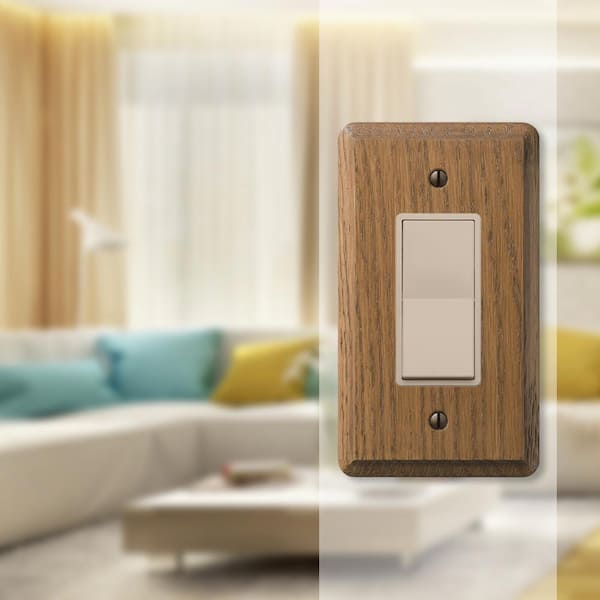 Contemporary 1 Gang Rocker Wood Wall Plate - Medium Oak