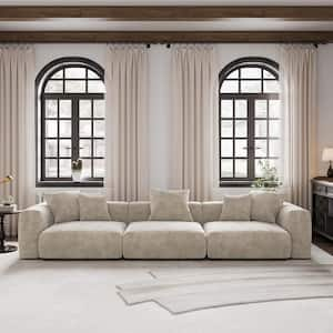 141.71 in. Square Arm Corduroy Velvet 3-Pieces Modular Free Combination Sectional Sofa in Beige