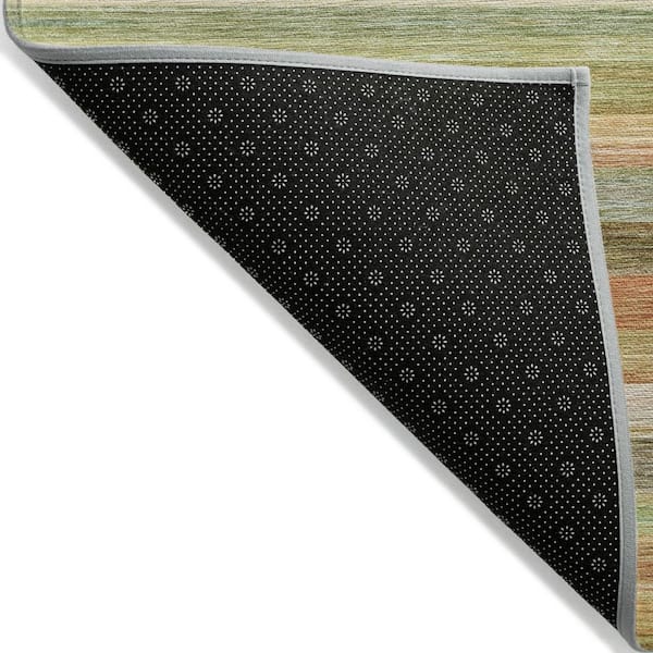 Artichoke Green 10 ft. x 14 ft. Woven Striped Polyester Rectangle Indoor / Outdoor Area Rug