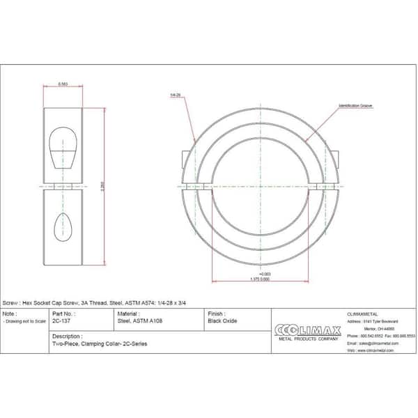 Climax 1 3 8 In Bore Black Oxide Coated Mild Steel Clamp Collar 2c 137