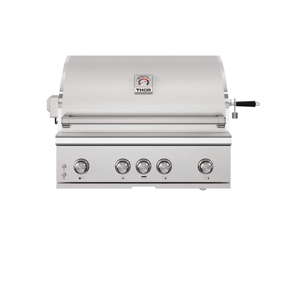 36 in. 4-Burner Built-In Propane Gas Grill in Stainless Steel with Infrared Burner, Ceramic Briquette and Rotisserie