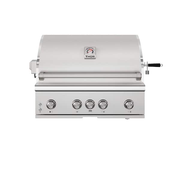36 in. 4-Burner Built-In Propane Gas Grill in Stainless Steel with Infrared Burner, Ceramic Briquette and Rotisserie