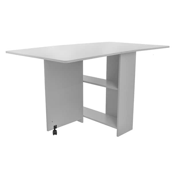 Dinaza 55 1 In Rectangle White Wood, Wood Folding Dining Table White