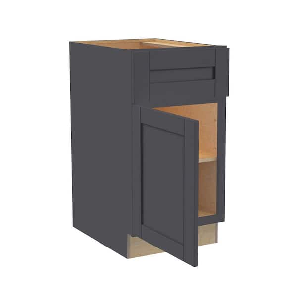 Washington 18 in. W x 24 in. D x 34.5 in. H Assembled Plywood Base Kitchen Cabinet in Onyx with Soft Close Door LH