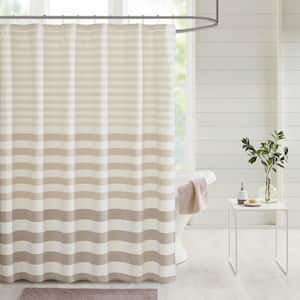 Donna Stripe Taupe 72 in. x 72 in. Blended Yarn Dyed Woven Shower Curtain