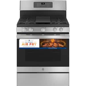 30 in. 5 Burner Freestanding Gas Range in Stainless Steel with Convection, Air Fry Cooking