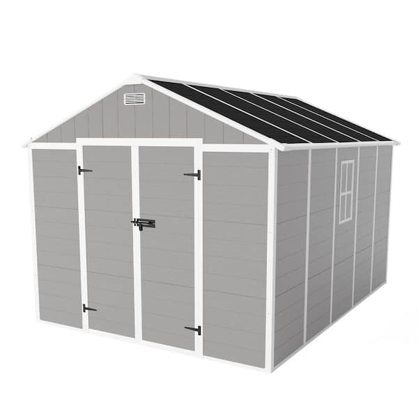 8 ft. W x 10 ft. D Resin Outdoor Storage Shed with 2 Doors & Lockable, Waterproof & Window (80 sq. ft. )