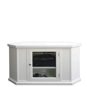 20 in. W One Door Corner TV Stand with Adjustable Shelf For 50 in. TV's, White