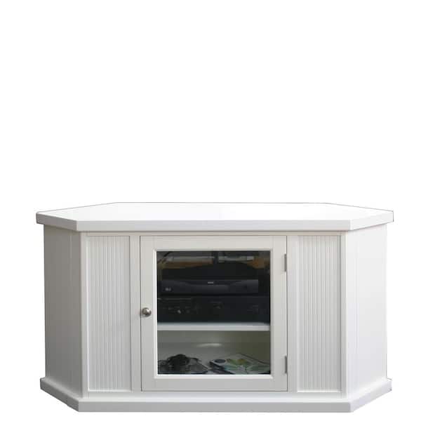 Leick Home 20 in. W One Door Corner TV Stand with Adjustable Shelf For 50 in. TV's, White