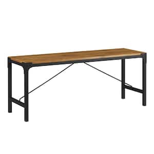 Barnwood Metal and Wood Industrial Trestle Dining Bench (18 in. H x 44 in. L x 14 in. W)