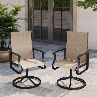 360° Swivel Rocking Outdoor Dining Chair-Low-Back Design for Patio and Garden