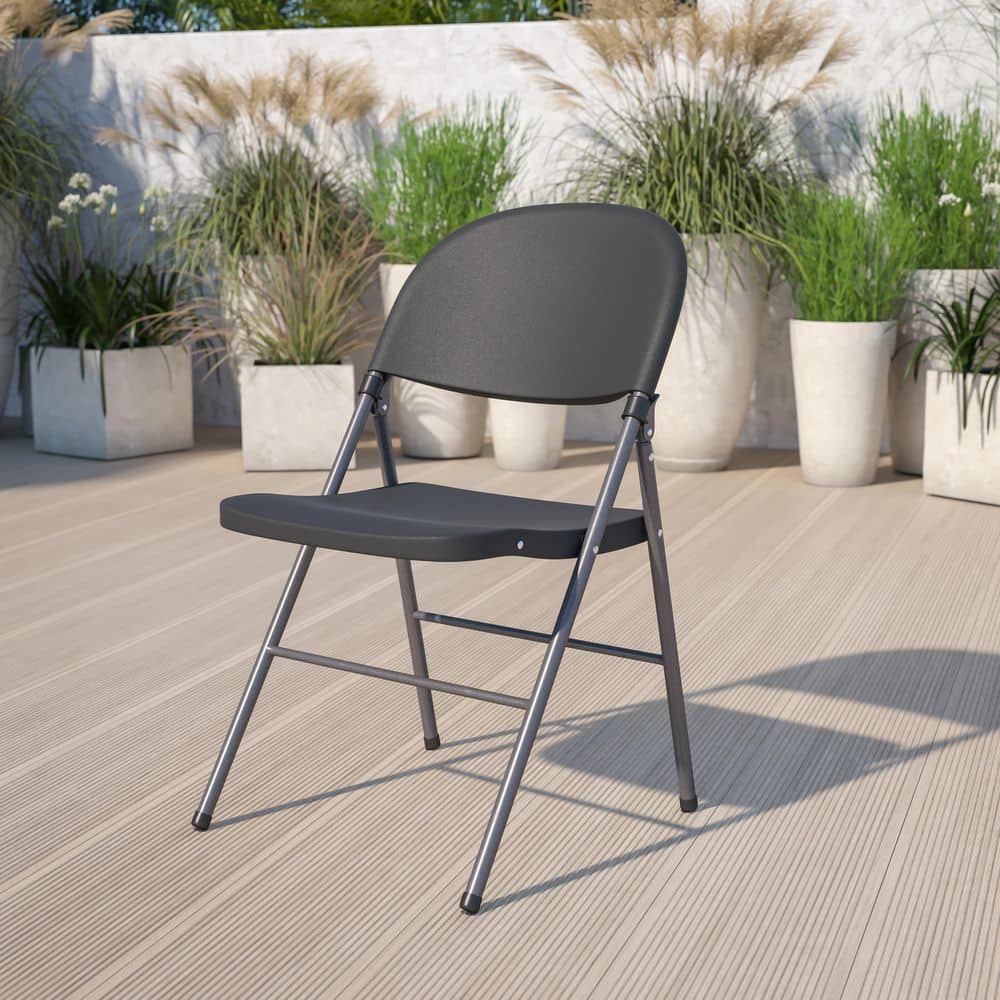 Elegant Black Metal Folding Chair for Versatile Seating