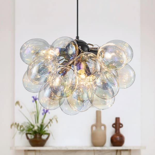GoYeel Bublume 6-Light Black Modern Glam Tinted Glass Bubble Chandelier