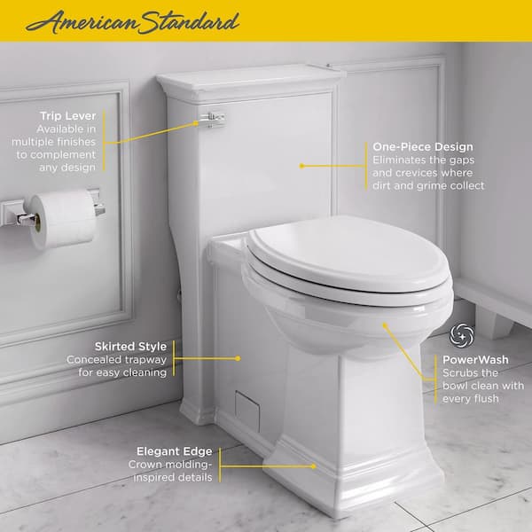 Town Square S 1-Piece 1.28 GPF Single Flush Elongated Toilet in Linen, Seat Included