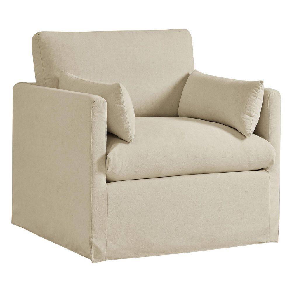 Wellfleet Almond Linen White Slipcovered Linen-Blend Arm Chair Set of 1 price history on PriceWatchPro