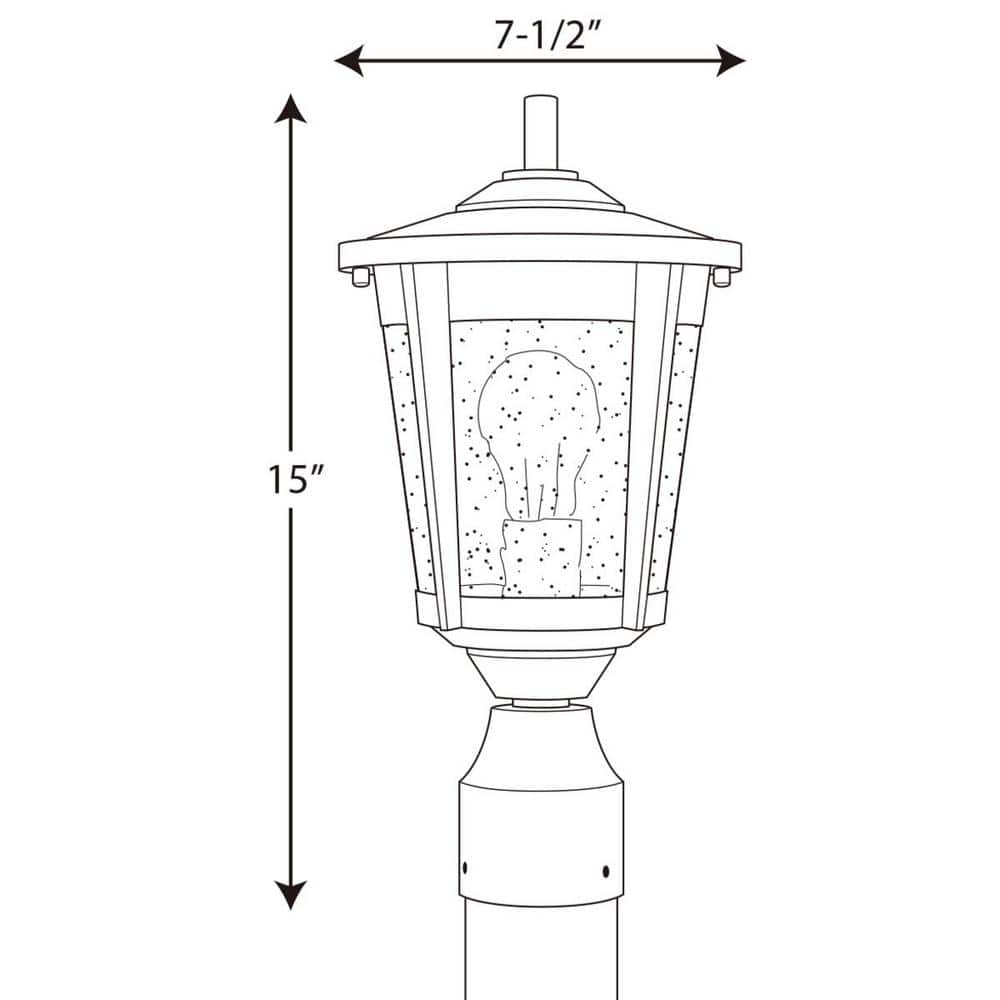 East Haven Black Outdoor Post Lantern with Seeded Glass Shade